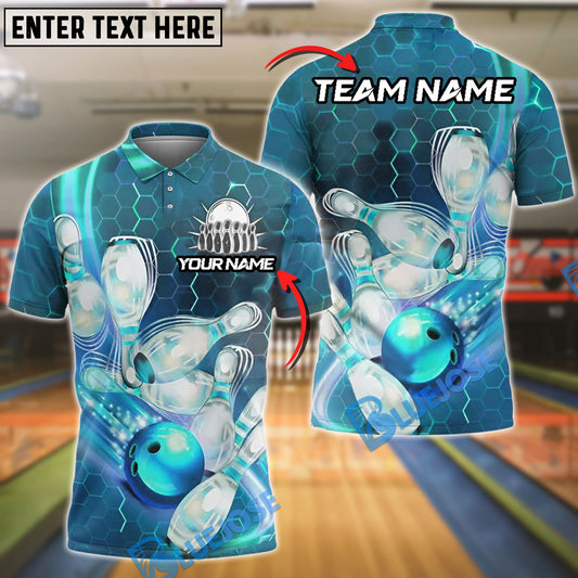 BlueJose Bowling And Pins Impact Customized Name, Team Name 3D Shirt (4 Colors)