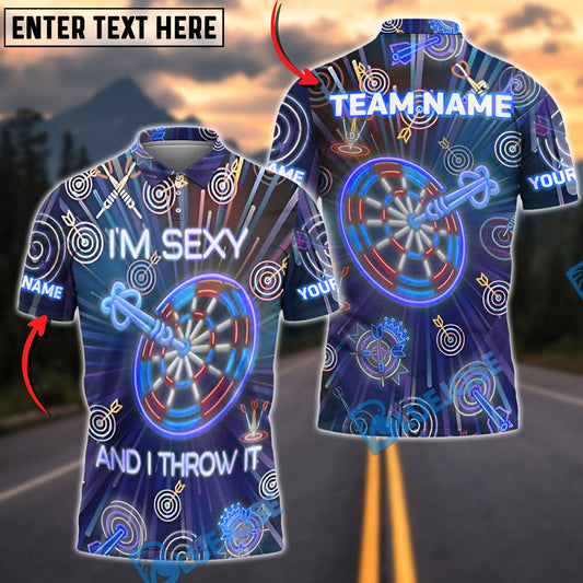 BlueJose Darts Neon I'm Sexy And I Throw It Customized Name, Team Name 3D Shirt (4 Colors)