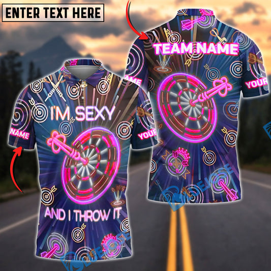 BlueJose Darts Neon I'm Sexy And I Throw It Customized Name, Team Name 3D Shirt (4 Colors)