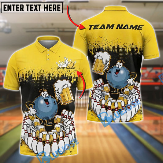 BlueJose Bowling Party Pins Funny Ball Customized Name, Team Name 3D Shirt