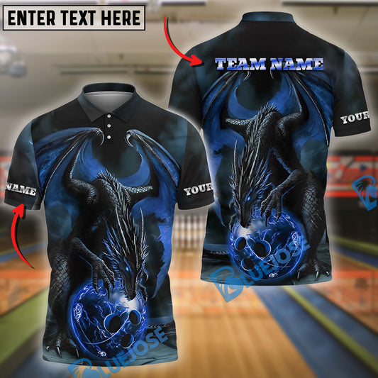 BlueJose Bowling And Pins Dragon Multicolor Options Personalized Name, Team Name 3D Shirt (4 Colors)