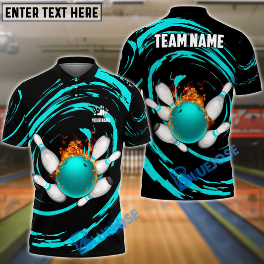 BlueJose Bowling And Pins Wave Sea Customized Name, Team Name 3D Shirt (4 Colors)
