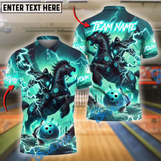 BlueJose Bowling And Pins Thunder Stallion Customized Name, Team Name 3D Shirt (4 Colors)