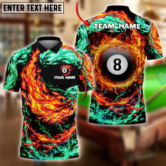 BlueJose Billiards 8 Ball Double Firestorm Personalized Name Shirt (4 Colors)