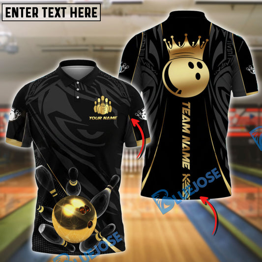 BlueJose Bowling And Pins Crowned King Customized Name, Team Name 3D Shirt (4 Colors)