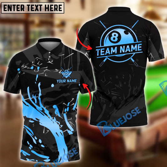 BlueJose Billiards Ball 8 Pool Golden Splash Personalized Name Shirt (4 Colors)