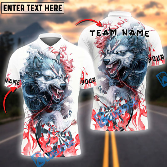BlueJose Darts Angry Wolf Personalized Name, Team Name Shirt (4 Colors)