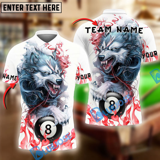 BlueJose Billiards Ball 8 Angry Wolf Personalized Name & Team Name Shirt (4 Colors)