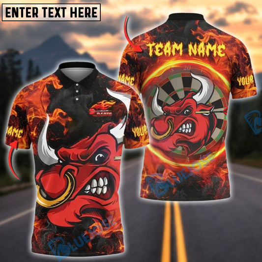 BlueJose Darts Fire Bull Customized Name, Team Name 3D Shirt (4 Colors)