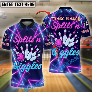 BlueJose Bowling Splits ‘n Giggles Customized Name, Team Name 3D Shirt