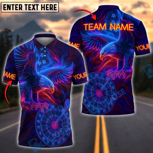 BlueJose Darts Eagle Neon Glow Personalized Name, Team Name Shirt (4 Colors)