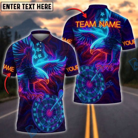 BlueJose Darts Eagle Neon Glow Personalized Name, Team Name Shirt (4 Colors)