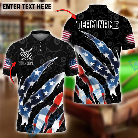 BlueJose Billiards Ball 8 Patriotic Scratch Personalized Shirt (2 Colors)