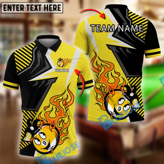 BlueJose Billiards Ball 9 Pool Funny Blazing Strike Personalized Name & Team Name Shirt (4 Colors)
