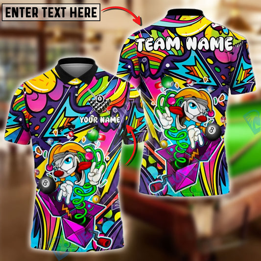 BlueJose Billiards 8 Ball Clown Cartoon In Secret Box Personalized Name, Team Name Unisex Shirt (4 Colors)