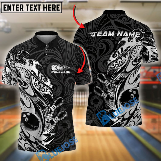 BlueJose Bowling And Pins Tribal Style Customized Name 3D Shirt (6 Colors)