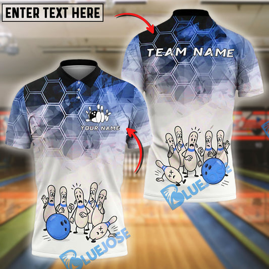 BlueJose Bowling And Pins Cartoon Pins Confusion Customized Name, Team Name 3D Shirt (4 Colors)