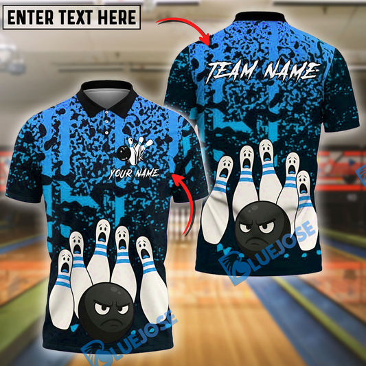BlueJose Bowling And Pins Black Ball Fury Customized Name, Team Name 3D Shirt (4 Colors)