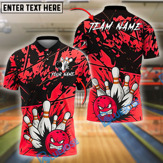 BlueJose Bowling And Pins Rage Strike Customized Name, Team Name 3D Shirt (4 Colors)