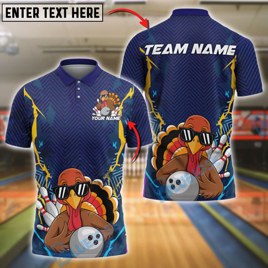 BlueJose Bowling And Pins Turkey Fun Style Customized Name, Team Name 3D Shirt (4 Colors)