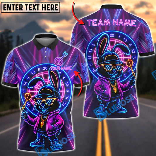 BlueJose Darts Neon Bunny Swag Customized Name, Team Name 3D Shirt (4 Colors)