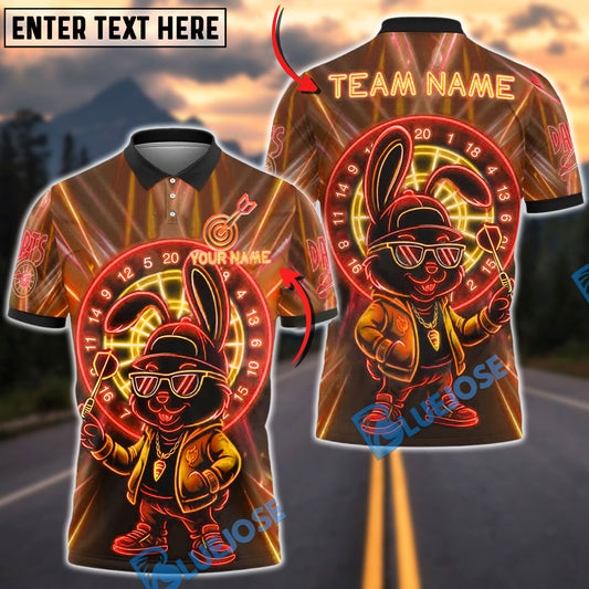 BlueJose Darts Neon Bunny Swag Customized Name, Team Name 3D Shirt (4 Colors)