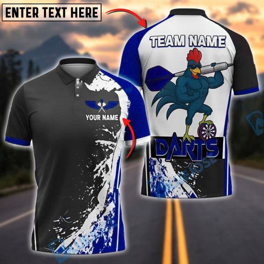 BlueJose Darts Strong Rooster Personalized Name, Team Name Shirt (4 Colors)