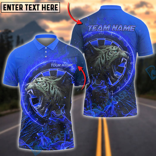 BlueJose Darts Fire Tiger Design Personalized Name, Team Name Shirt (4 Colors)