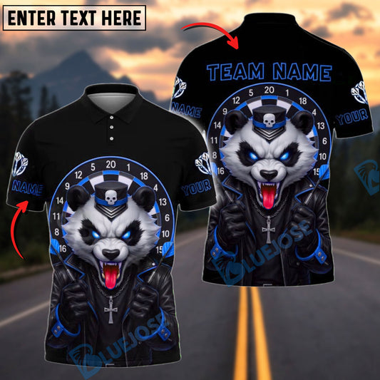 BlueJose Darts Gothic Panda with Skull Hat Personalized Name, Team Name Shirt (4 Colors)