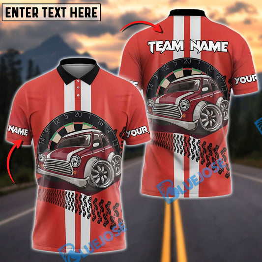 BlueJose Darts Classic Mini Car Tire Mark Design Personalized Name, Team Name Shirt (4 Colors)