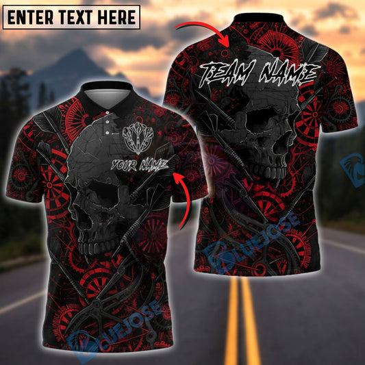 BlueJose Darts Skull Mechanical Gears Customized Name, Team Name 3D Shirt (4 Colors)