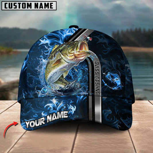 BlueJose Bass Fishing Ocean Wave Power Personalized Cap