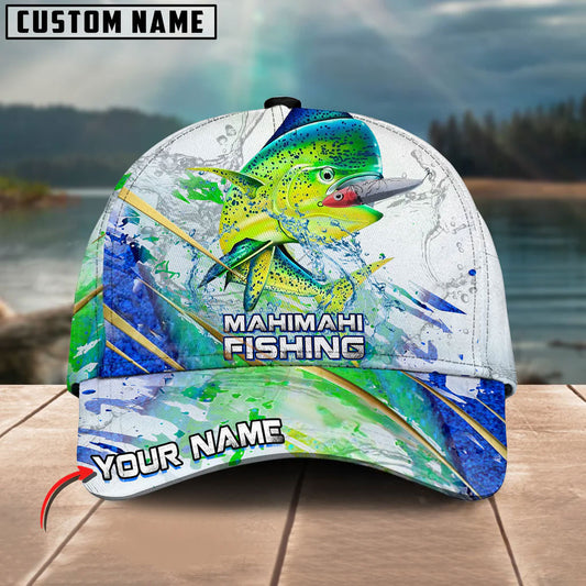 BlueJose Mahi-Mahi Fishing Gold Premium Skinfish Pattern Personalized Cap