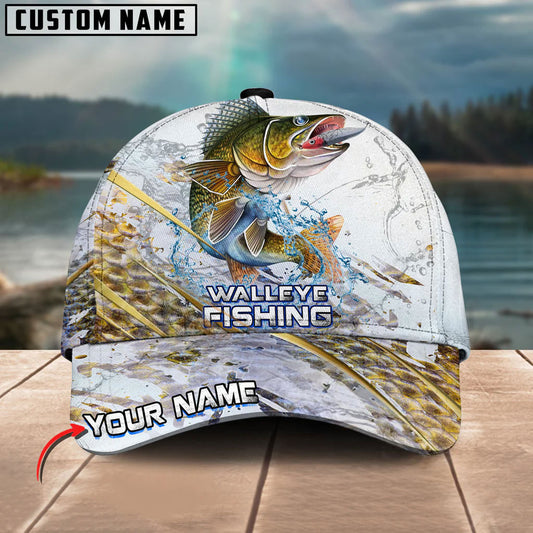 BlueJose Walleye Fishing Gold Premium Skinfish Pattern Personalized Cap