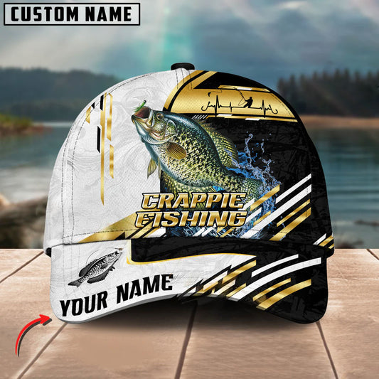 BlueJose Crappie Fishing Hook Graphic & Jumping Fish Art Personalized Cap