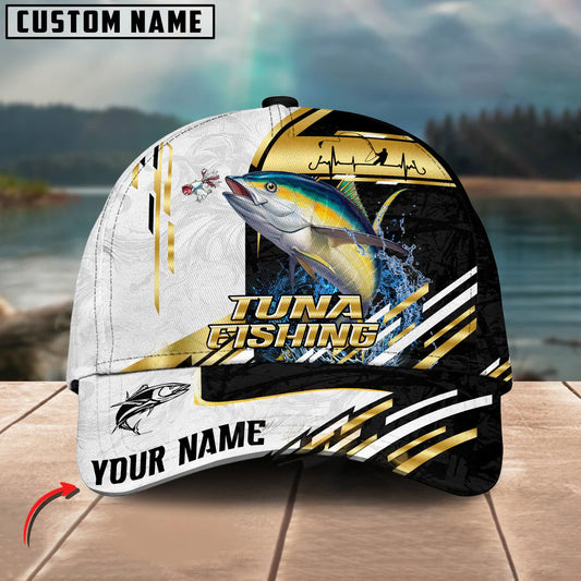 BlueJose Tuna Fishing Hook Graphic & Jumping Fish Art Personalized Cap