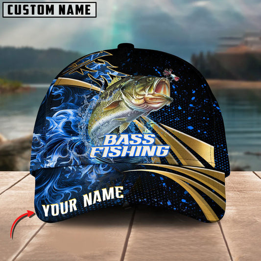 BlueJose Bass Fishing Hooked Jump Splash Personalized Cap