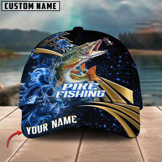 BlueJose Pike Fishing Hooked Jump Splash Personalized Cap