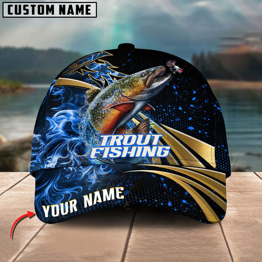 BlueJose Trout Fishing Hooked Jump Splash Personalized Cap