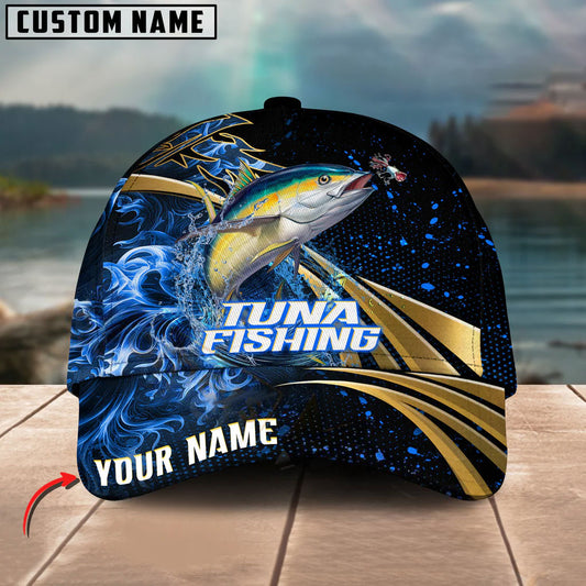 BlueJose Tuna Fishing Hooked Jump Splash Personalized Cap