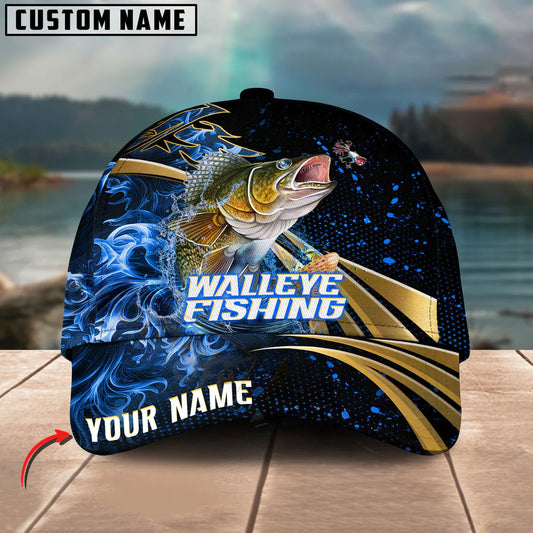 BlueJose Walleye Fishing Hooked Jump Splash Personalized Cap