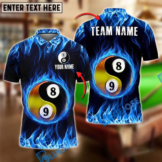 BlueJose Billiards Yin Yang Fire Personalized Name Shirt (4 Colors)