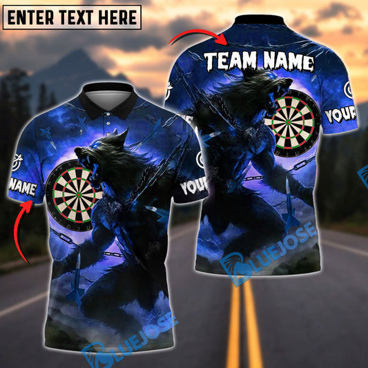 BlueJose Darts Werewolf Chains Sunset Customized Name, Team Name 3D Shirt (4 Colors)