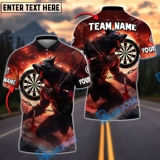 BlueJose Darts Werewolf Chains Sunset Customized Name, Team Name 3D Shirt (4 Colors)