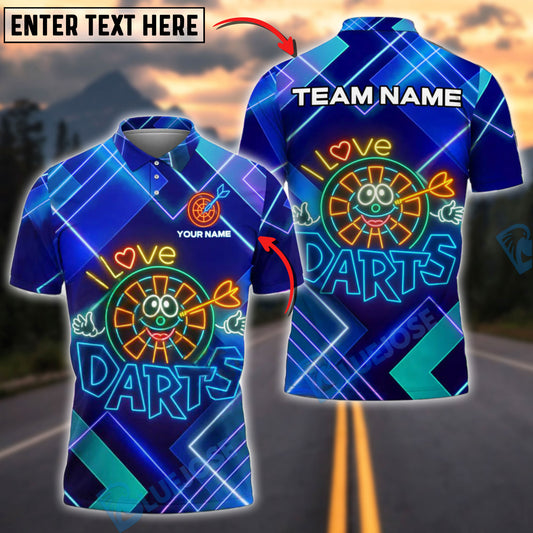 BlueJose Darts Neon Glow-in-the-Dark Fun Personalized Name, Team Name Shirt (4 Colors)