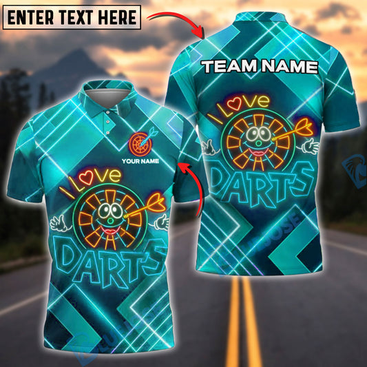 BlueJose Darts Neon Glow-in-the-Dark Fun Personalized Name, Team Name Shirt (4 Colors)