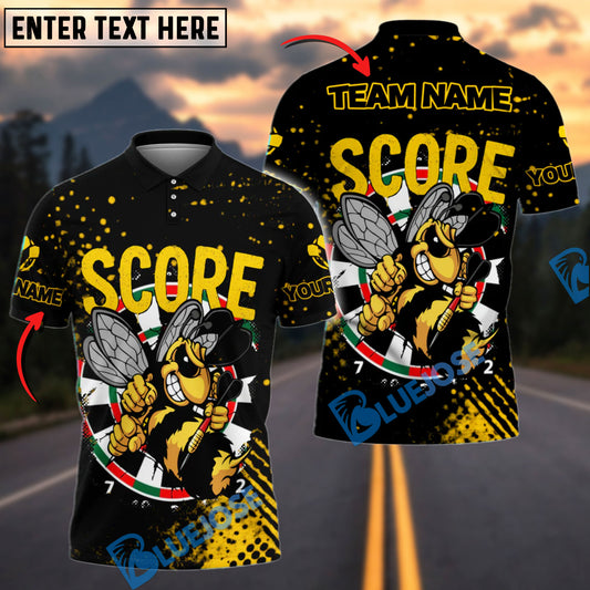 BlueJose Darts Angry Bee Mascot Design Personalized Name, Team Name Shirt (4 Colors)