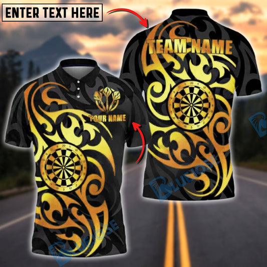 BlueJose Darts Golden Tribal Pattern Customized Name, Team Name 3D Shirt (4 Colors)