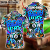 BlueJose Billiards Cool 8 Ball Friday Vibe Graffiti Personalized Name, Team Name Unisex Shirt (4 Colors)