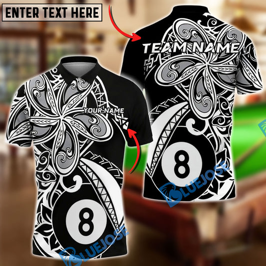 BlueJose Billiards Ball 8 Tribal Maori Style Customized Name, Team Name 3D Shirt